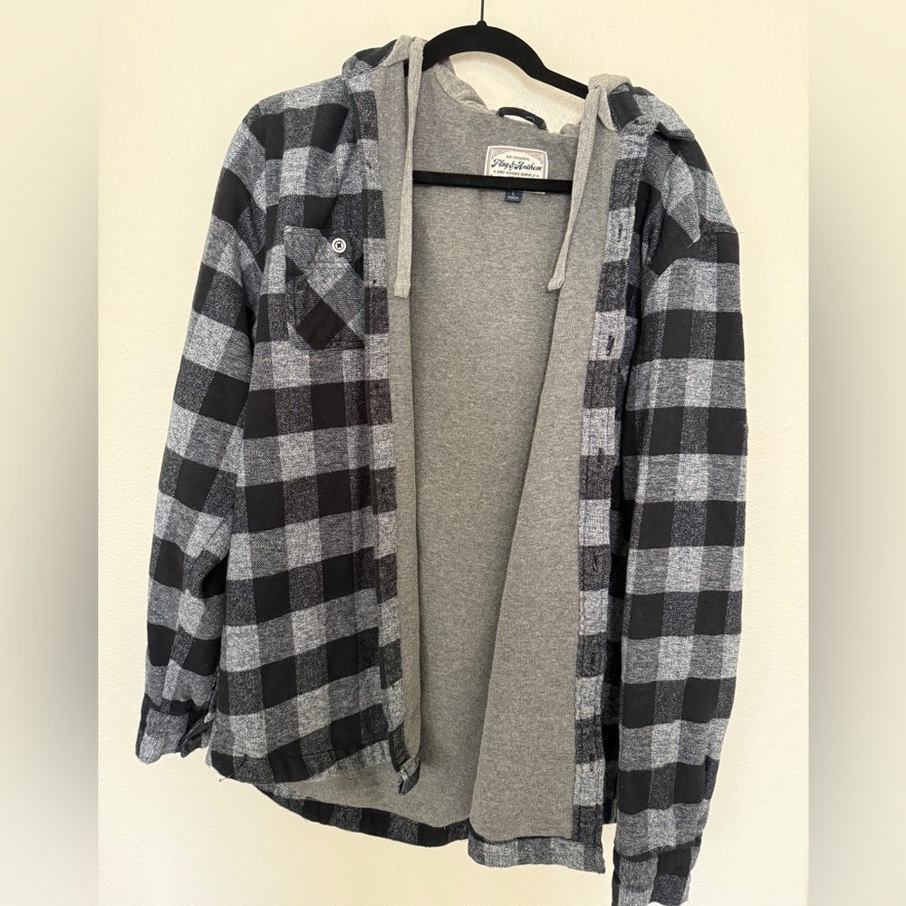 Men's Black and Gray Plaid Jacket